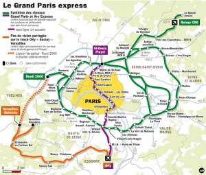 Grand Paris Express layout in Ile-de-France