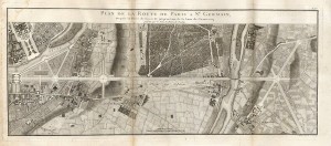 South-Up map from 1782 showing the historic axis of Paris