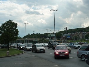 Car traffic jam in Gdansk