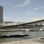 General plan of the Passerelle Simone de Beauvoir pedestrian bridge over the Seine, Paris © David Boureau