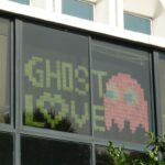 Post-it pixel art installation at Quai de Dion Bouton in Puteaux, La Défense, Paris, France, 2011 © Christian Horn