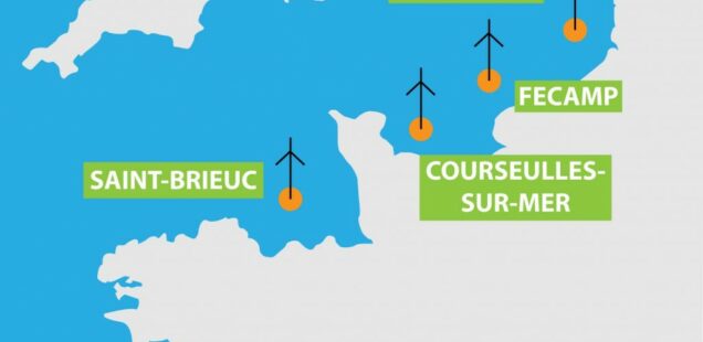 Map of planned offshore wind farm locations along the French coast, 2012 © Rethink