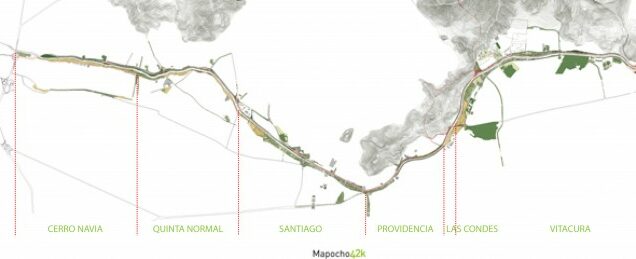Urban design plan of the Mapocho 42K riverfront redevelopment project, Santiago, Chile
