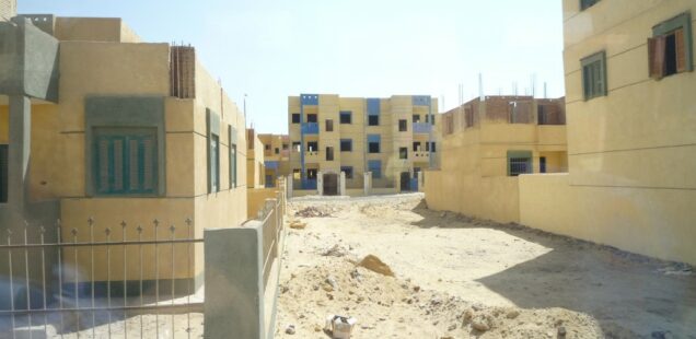 Vacant apartment blocks in New Fayoum, Egypt – unoccupied housing in a planned new town, 2012