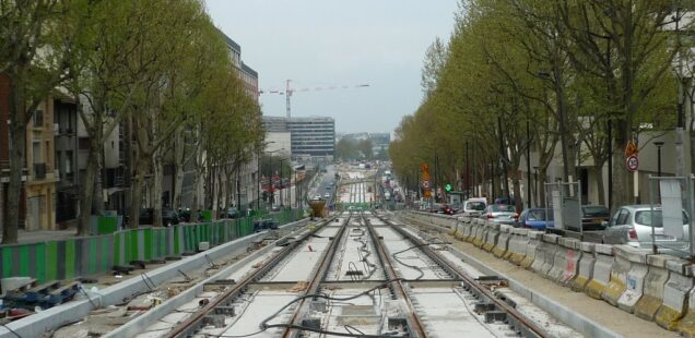 Tramway T3 line in Paris, France – modern tram infrastructure along the southern outer boulevards