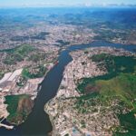 Aerial view of Vitória bay and surrounding urban agglomeration, Espírito Santo, Brazil