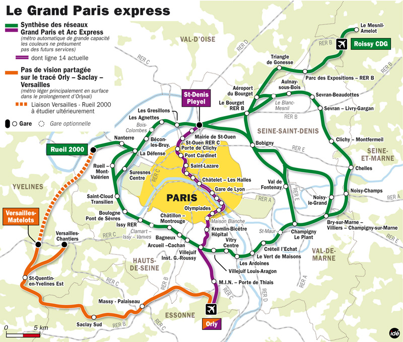 Grand Paris Express layout, F-Ile-de-France © SGP - Urbanplanet