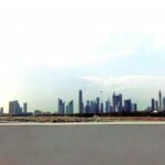 Dubai skyline showing high-density tower cluster of the central business district, UAE, 2012