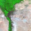 Satellite image of the Cairo metropolitan agglomeration showing urban extent along the Nile, Egypt © USGS