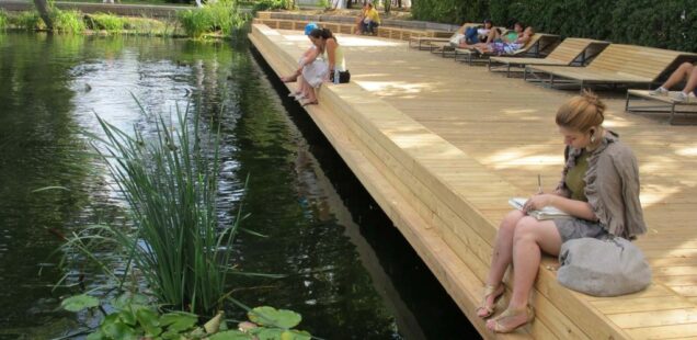 Gorky Park in Moscow after its major renovation into a contemporary public urban space, Russia