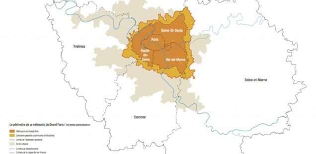 Map of the Métropole du Grand Paris perimeter showing its 131 municipalities, Île-de-France, 2014 © IAU-IdF