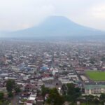 Goma city with Mount Nyiragongo volcano in the background, Democratic Republic of Congo, 2015