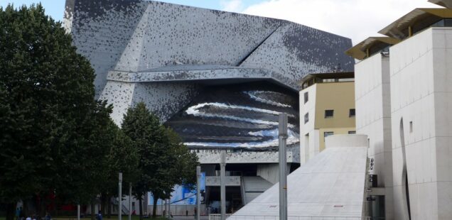 Philharmonie de Paris by Jean Nouvel, exterior view of the completed building, Paris, France, 2015