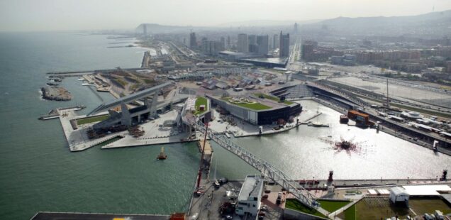 Aerial view of the Forum 2004 site along the diagonal axis of Barcelona, Spain © Forum 2004
