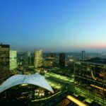 Aerial view of La Défense business district in Nanterre and Puteaux, west of Paris, France © EPAD