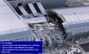 Abbildung der eingestürzten Deckenkonstruktion des Terminals 