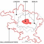 Comparative diagram of Paris, London and Berlin surface areas © Rethink 2007