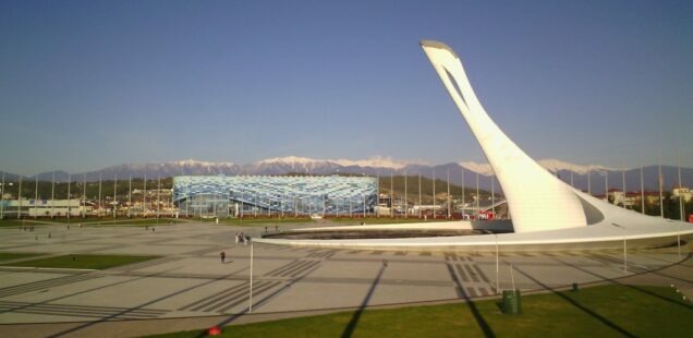 Olympic torch on display in Sochi, Russia, post-2014 Winter Olympics legacy site, 2016 © Irene Valdimirov