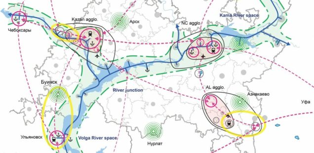 Spatial development concept map for the Kama river territory in Tatarstan, Russia © Rethink