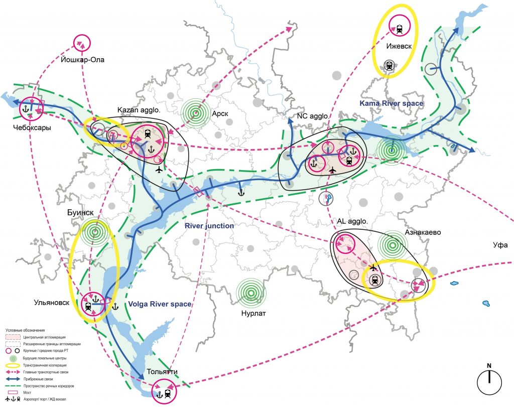 Spatial development concept map for the Kama river territory in Tatarstan, Russia © Rethink
