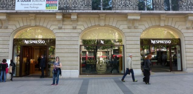 Nespresso store on the Champs-Élysées, Paris, France – commercial retail banality on the avenue, 2015 © Rethink